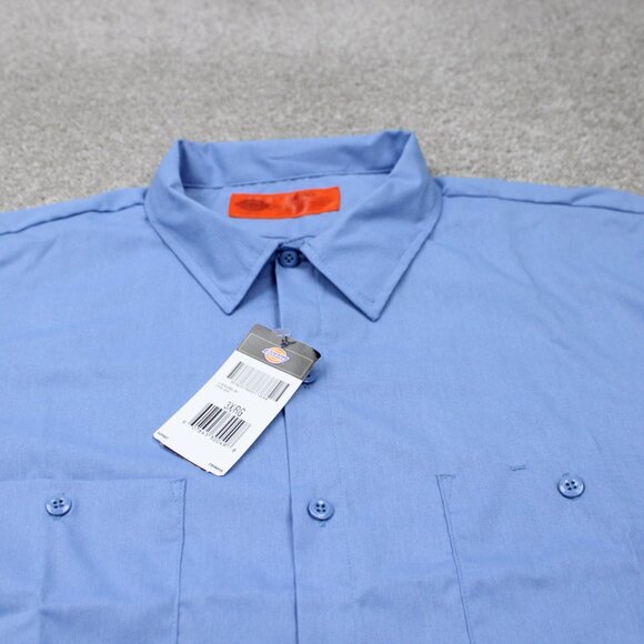 Dickies 2-Pocket Work Shirt NWT Men 3XL XXXL Blue Polyester/Cotton S/S Button Up - Picture 4 of 14